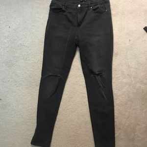 High-Rise ripped knee jeans